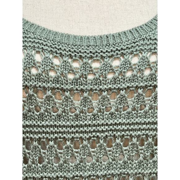 Old Navy Top Crochet Medium Open Knit Tank Norfolk Pine Green 100% Cotton New - Picture 10 of 12